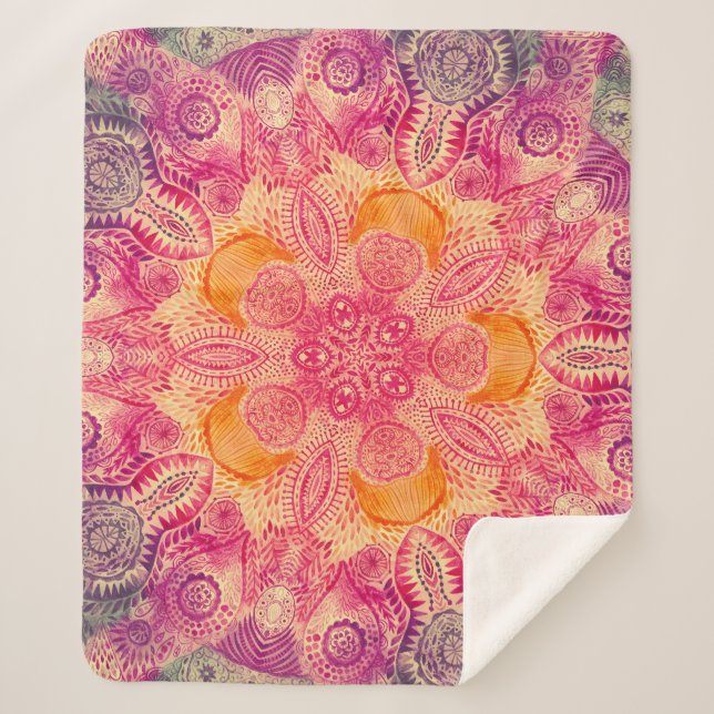 Couverture Sherpa Ornement de dentelle Mandala : Conception d'aquare (Devant)