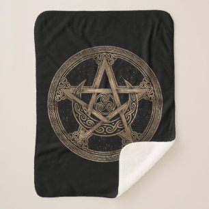 Couverture Sherpa Ornement de la Lune de Pentagram Triskelion