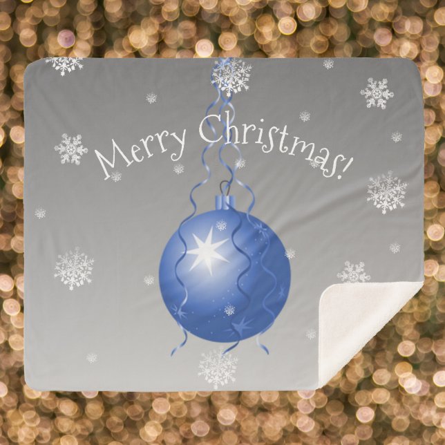 Couverture Sherpa Ornement de Noël de fantaisie bleue Sherpa Blanket (Blue Fancy Christmas Ornament Sherpa Blanket)