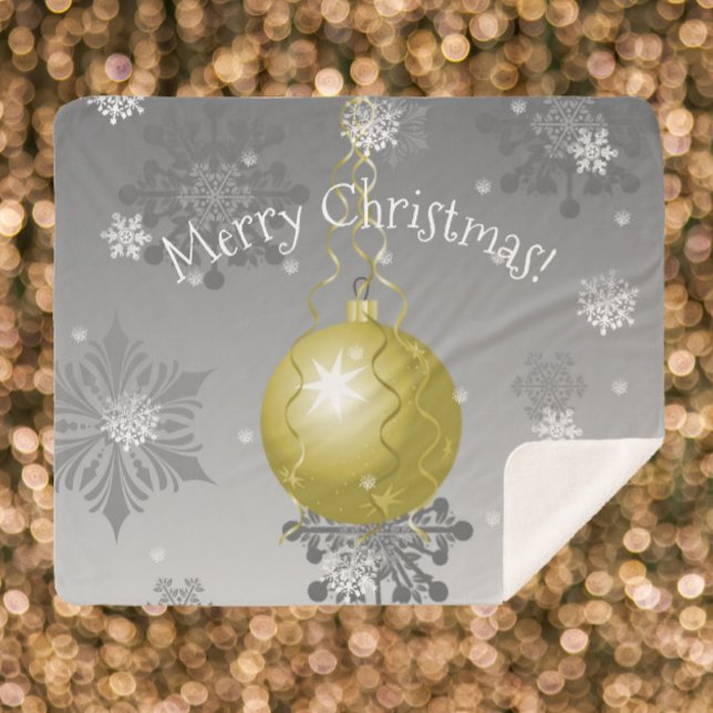 Couverture Sherpa Ornement de Noël de fantaisie or Sherpa Blanket (Gold Fancy Christmas Ornament Sherpa Blanket)
