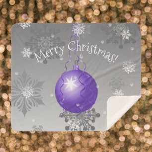 Couverture Sherpa Ornement de Noël de fantaisie pourpre
