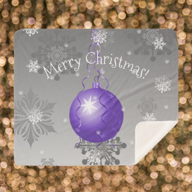 Couverture Sherpa Ornement de Noël de fantaisie pourpre (Purple Fancy Christmas Ornament Sherpa Blanket)