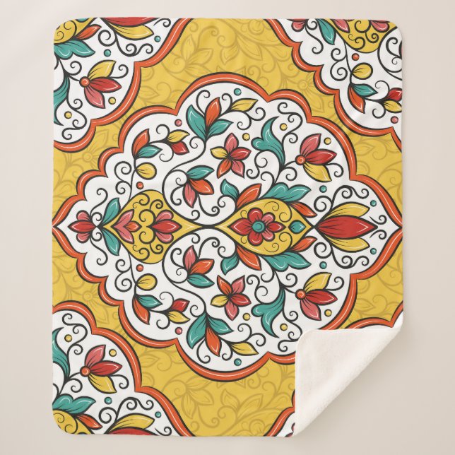 Couverture Sherpa Ornement floral : Motifs indiens turcs. (Devant)