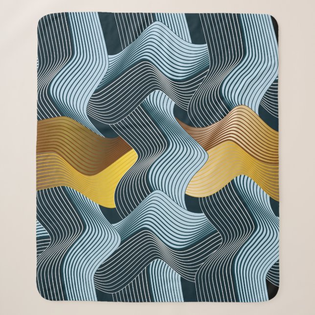 Couverture Sherpa Ornement sans soudure Abstrait avec vagues (Devant)