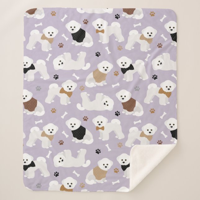 Couverture Sherpa Os et pattes pourpres de Bichon Frise (Devant)
