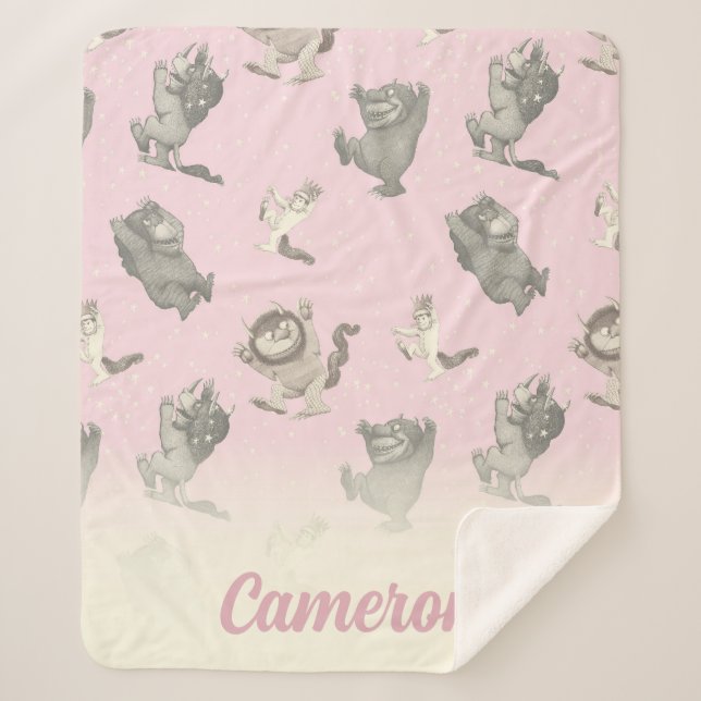 Couverture Sherpa Où sont les choses sauvages modèle étoile rose (Devant)