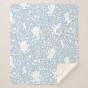 Couverture Sherpa Où sont les créatures sauvages motif floral bleu