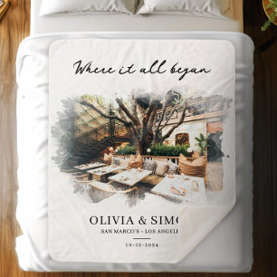 Couverture Sherpa Où tout a commencé Cadeau pour couple romantique