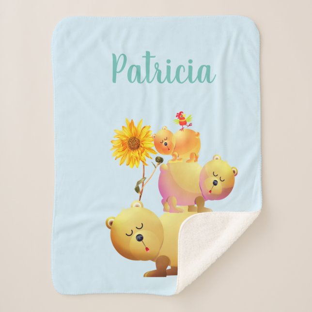 Couverture Sherpa Ours, coq et tour de tournesol (Devant)