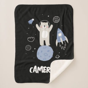 Couverture Sherpa Ours De Cartoon Mignonne Dans L'Espace