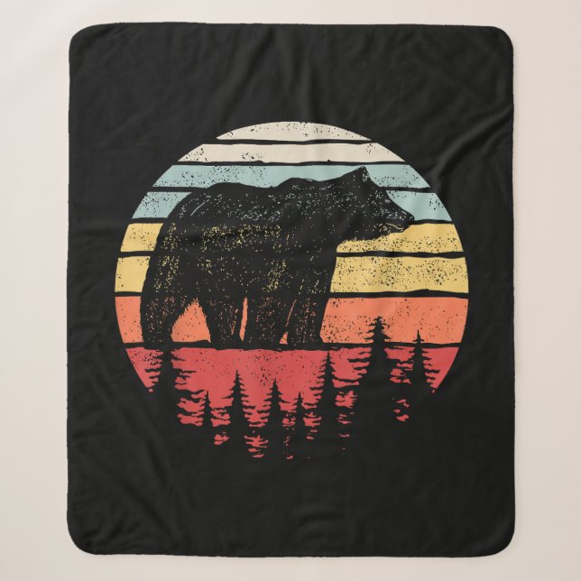 Couverture Sherpa Ours Grizzly Rétro Vintage (Devant)