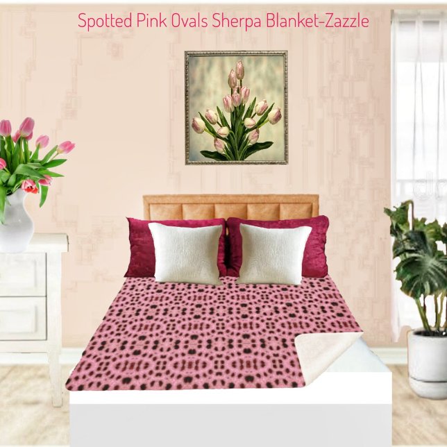 Couverture Sherpa Ovales roses tachetés (Créateur téléchargé)