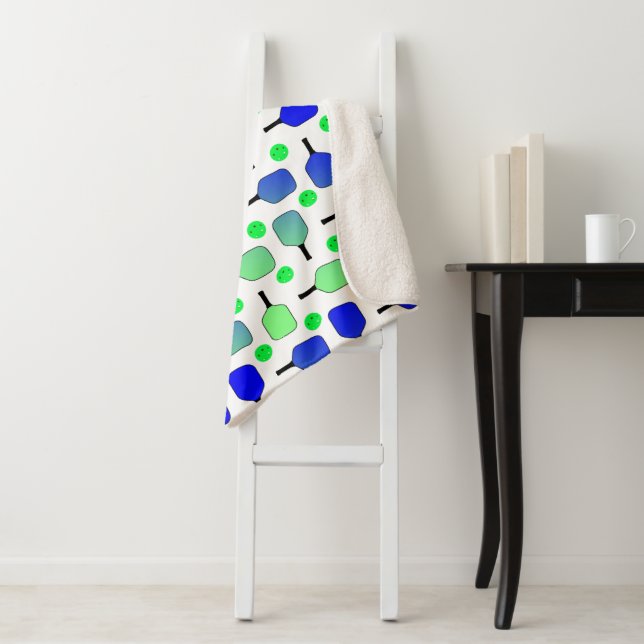 Couverture Sherpa Pagaies de Pickleball Bleu et Vert Pickleball Vert (En situation)