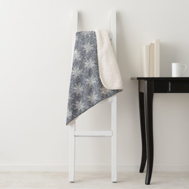 Couverture Sherpa Paillettes et flocons de neige  (En situation)