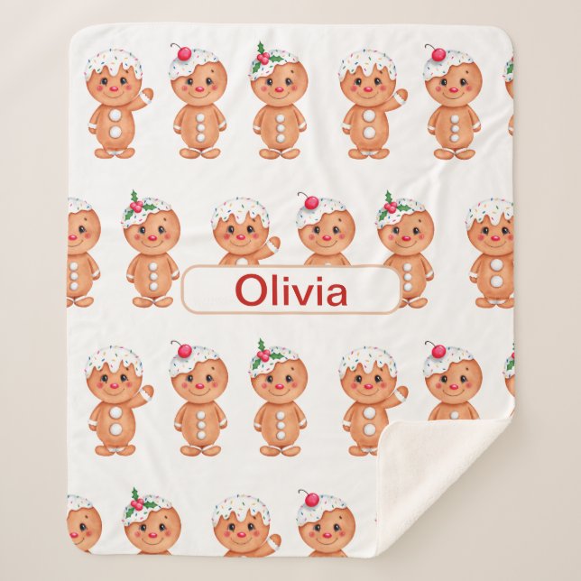 Couverture Sherpa Pain d'épice personnalisé Cookie Noël Noël Noël No (Devant)