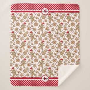 Couverture Sherpa Pain d'épices monogramme Noël de l'homme