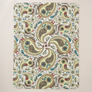 Couverture Sherpa Paisers en jaune/brun et blanc
