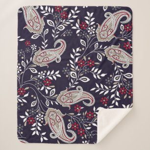 Couverture Sherpa Paisley indien traditionnel, motif sans soudure.