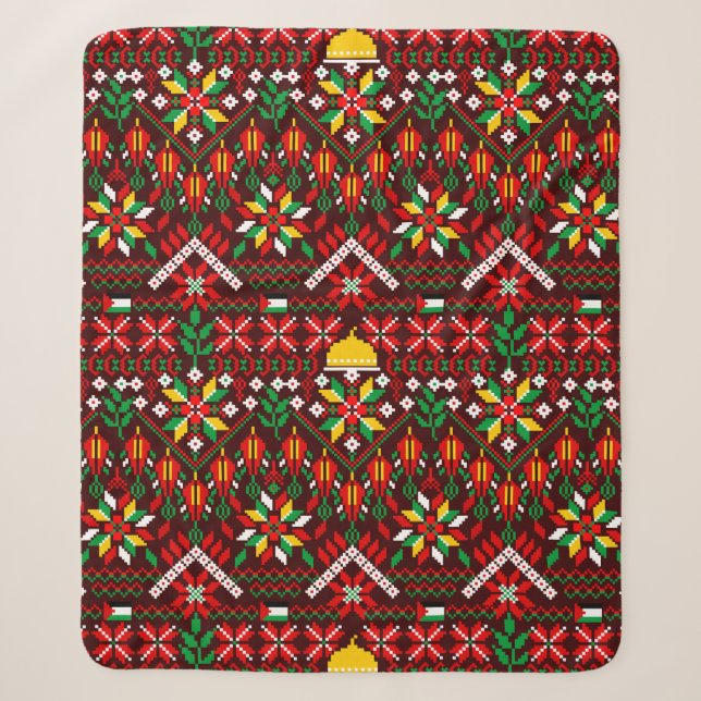 Couverture Sherpa Palestine Tatreez Broderie traditionnelle (Devant)
