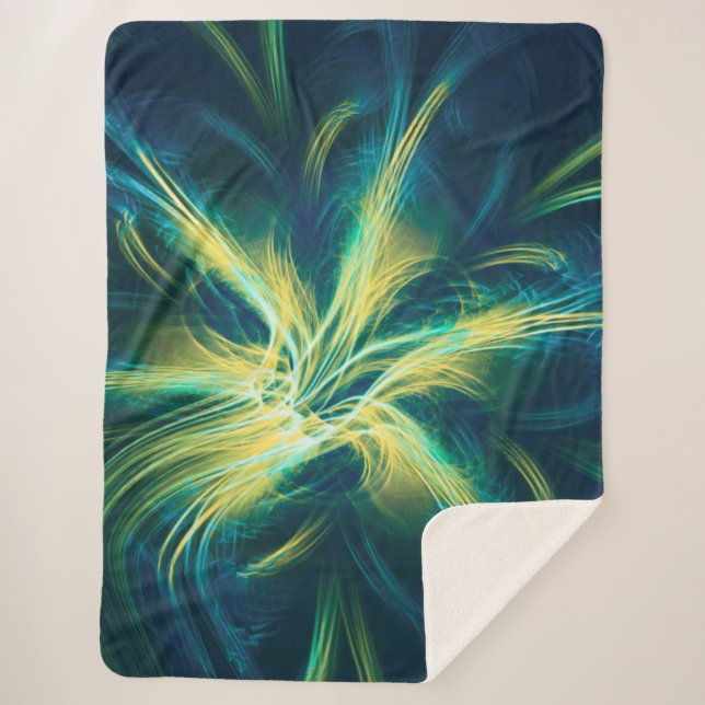 Couverture Sherpa Palette bleue aux fleurs fractées Sherpa Blanket (Devant)