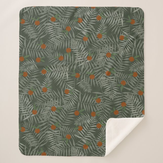 Couverture Sherpa Palm Feuilles & Oranges (Devant)