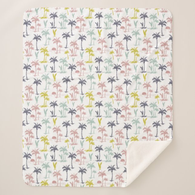 Couverture Sherpa Palmier en pastel par le motif de plage (Devant)