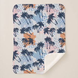 Couverture Sherpa Palmiers d'été sans soudure motif, cocotier palmie