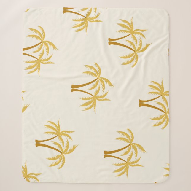 Couverture Sherpa Palmiers d'or : Textile Tropical. (Devant)
