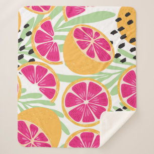 Couverture Sherpa Pamplemousse & Feuilles : Vintage tropical