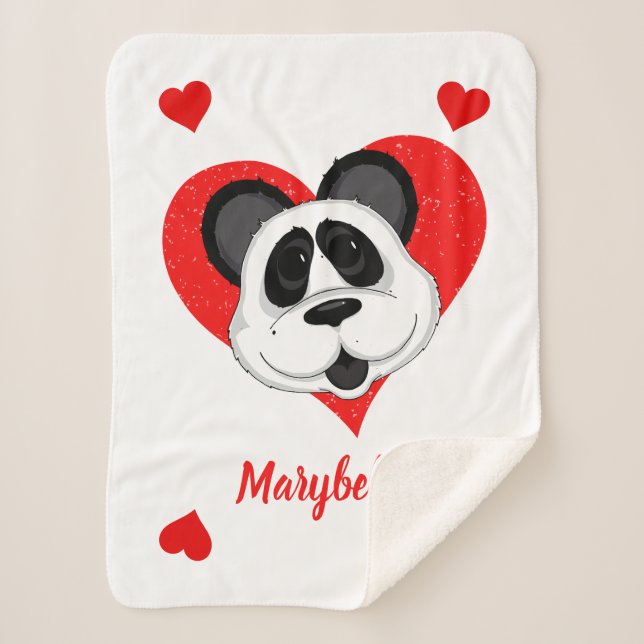 Couverture Sherpa Panda Bear Cute Cartoon Animal Personnalisé (Devant)