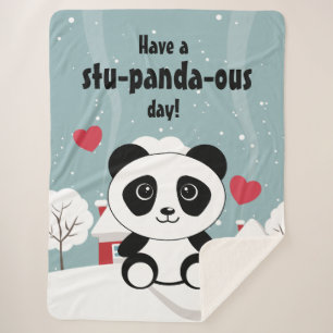 Couverture Sherpa Panda Bébé Cute En Hiver Gris Neige