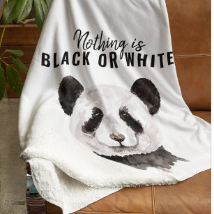 Couverture Sherpa Panda Funky Moderne Noir Et Blanc Avec Citation