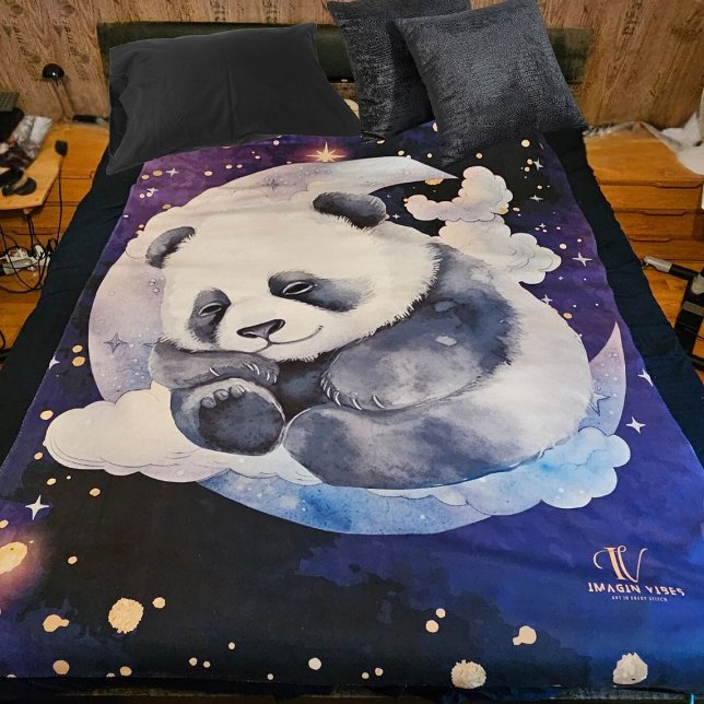 Couverture Sherpa Panda rêvé sur la lune (Dreamy Panda on Moon Sherpa Blanket)