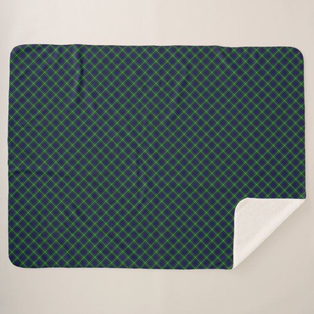 Couverture Sherpa Panier bleu vert tartan MacIntyre (Devant (Horizontal))