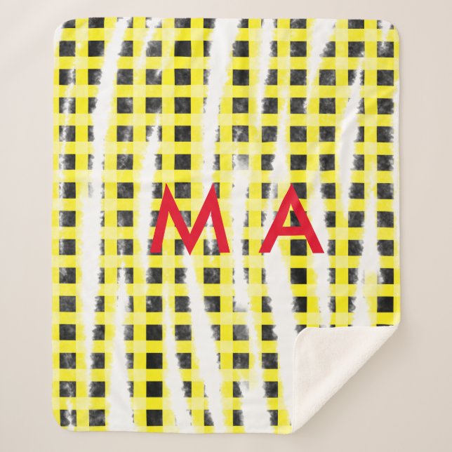 Couverture Sherpa Panneau de contrôle Jaune Noir ajouter nom nom mon (Devant)