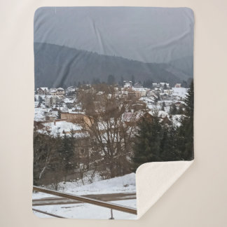 Couverture Sherpa Panorama du village d'hiver - Paysage rural Rouman