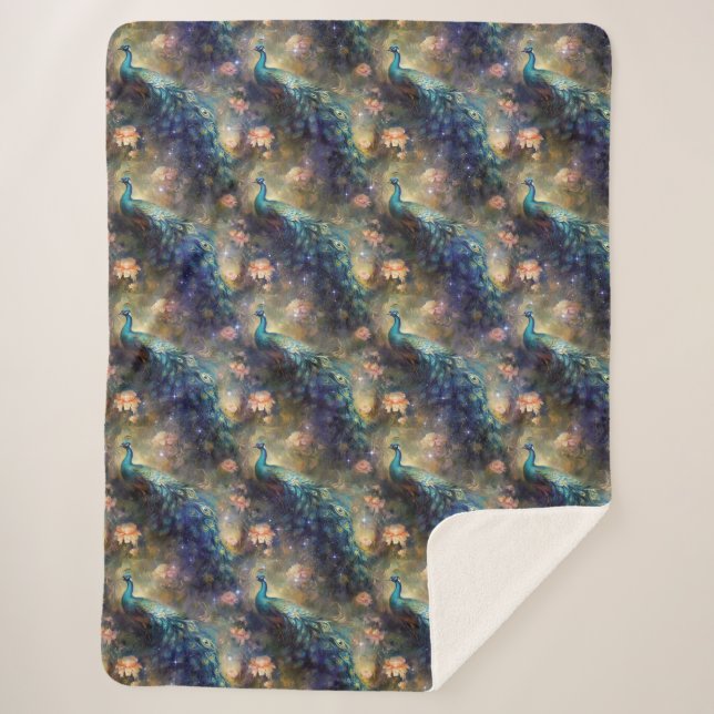Couverture Sherpa Paon Floral (Devant)