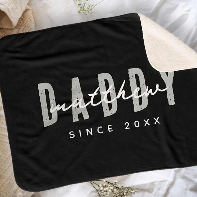 Couverture Sherpa Papa Depuis 20XX Moderne Élégant Simple (Créateur téléchargé)