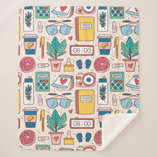 Couverture Sherpa Papeterie de bureau. Motif, texture, dos