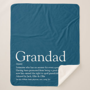 Couverture Sherpa Papi Grand-père Papy Citation Bleue Moderne Amusan