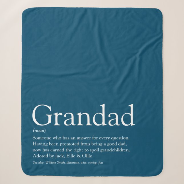 Couverture Sherpa Papi Grand-père Papy Citation Bleue Moderne Amusan (Devant)