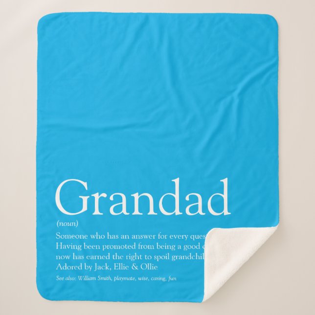 Couverture Sherpa Papi Papy Grand-père Définition Amusant Bleu Ciel (Devant)
