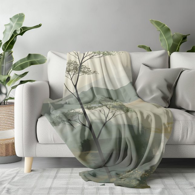 Couverture Sherpa Papier d'art mural Japandi Mystic Peaks (Créateur téléchargé)