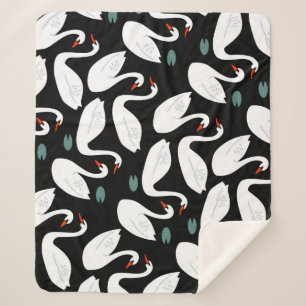 Couverture Sherpa Papier peint blanc Swans Lake