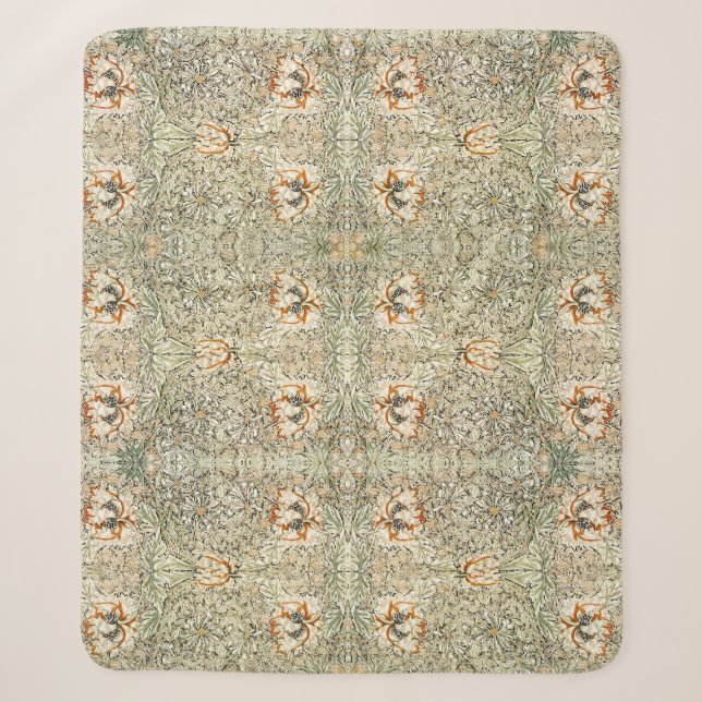 Couverture Sherpa Papier peint floral Chèvrefeuille de William Morri (Devant)
