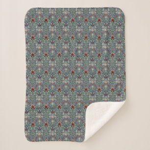 Couverture Sherpa Papier peint floral Morris Navy Blue Snakeshead