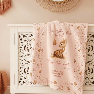 Couverture Sherpa Papier Peint Naissance Bébé Cerf Aquarelle Statist