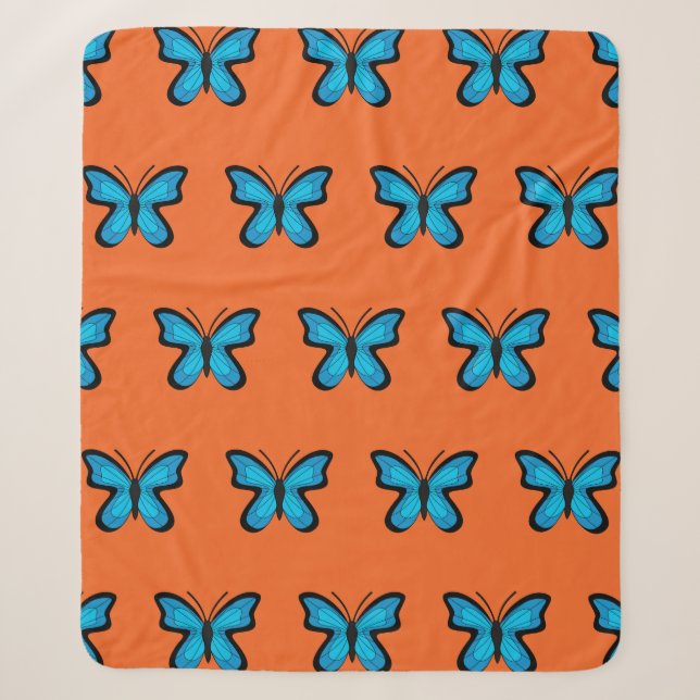Couverture Sherpa Papillon Bleu (Devant)