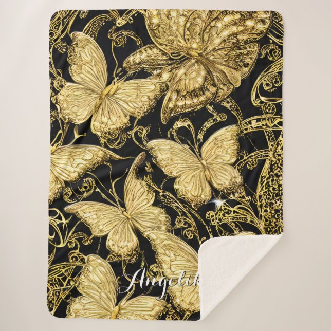Couverture Sherpa Papillon de nom personnalisé (Devant)