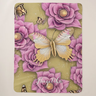 Couverture Sherpa Papillon de nom personnalisé tendance